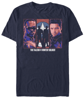 <a href=https://www.amazon.com/Marvel-Falcon-Winter-Soldier-T-Shirt/dp/B08SV78QNS>Falcon and Winter Soldier Panel T-Shirt</a> / Amazon