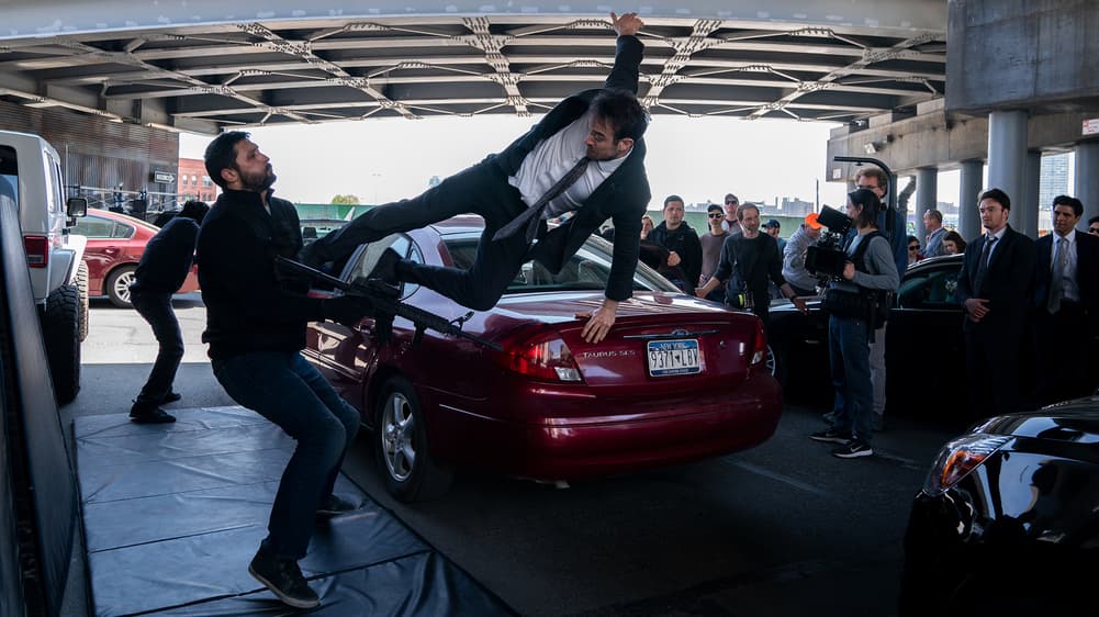 Matt Murdock (Charlie Cox) jumps into action on the set of "Marvel's Daredevil" Season 3