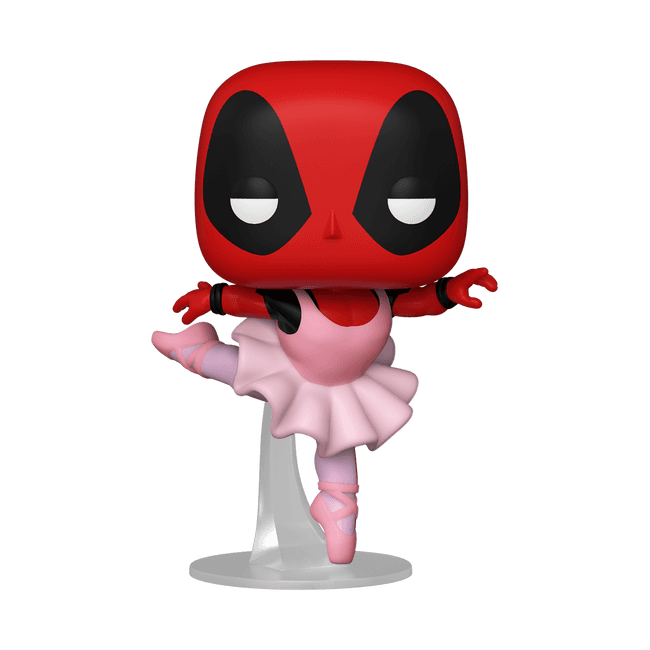 <a href=https://www.hottopic.com/product/funko-marvel-deadpool-30th-anniversary-pop-ballerina-deadpool-vinyl-figure-hot-topic-exclusive/14423573.html>Deadpool Ballerina Funko Pop!</a> / Hot Topic