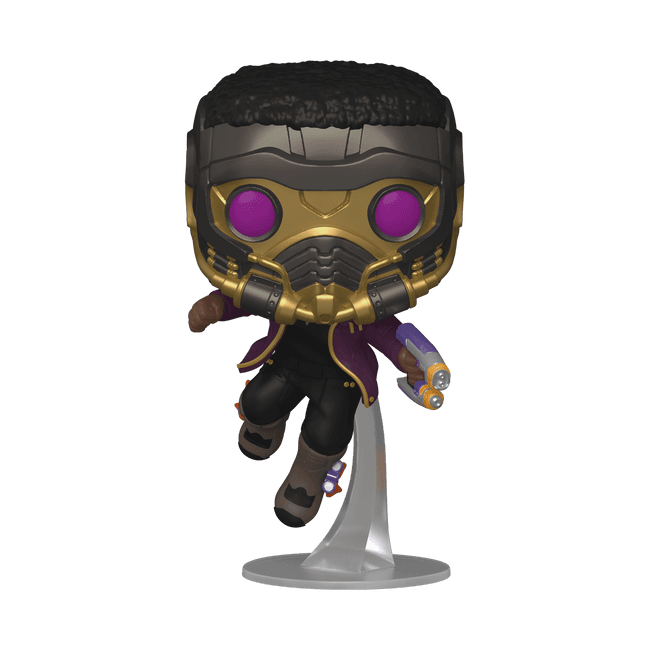 T’Challa Star-Lord Funko Pop / shop it <a href=https://www.hottopic.com/product/funko-marvel-what-if...-pop-tchalla-star-lord-vinyl-bobble-head/14925170.html>here</a>