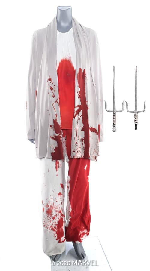 Alexandra Reid's Bloody Death Costume and Two Elektra Natchios’ Stunt Silver Sai from Marvel's The Defenders