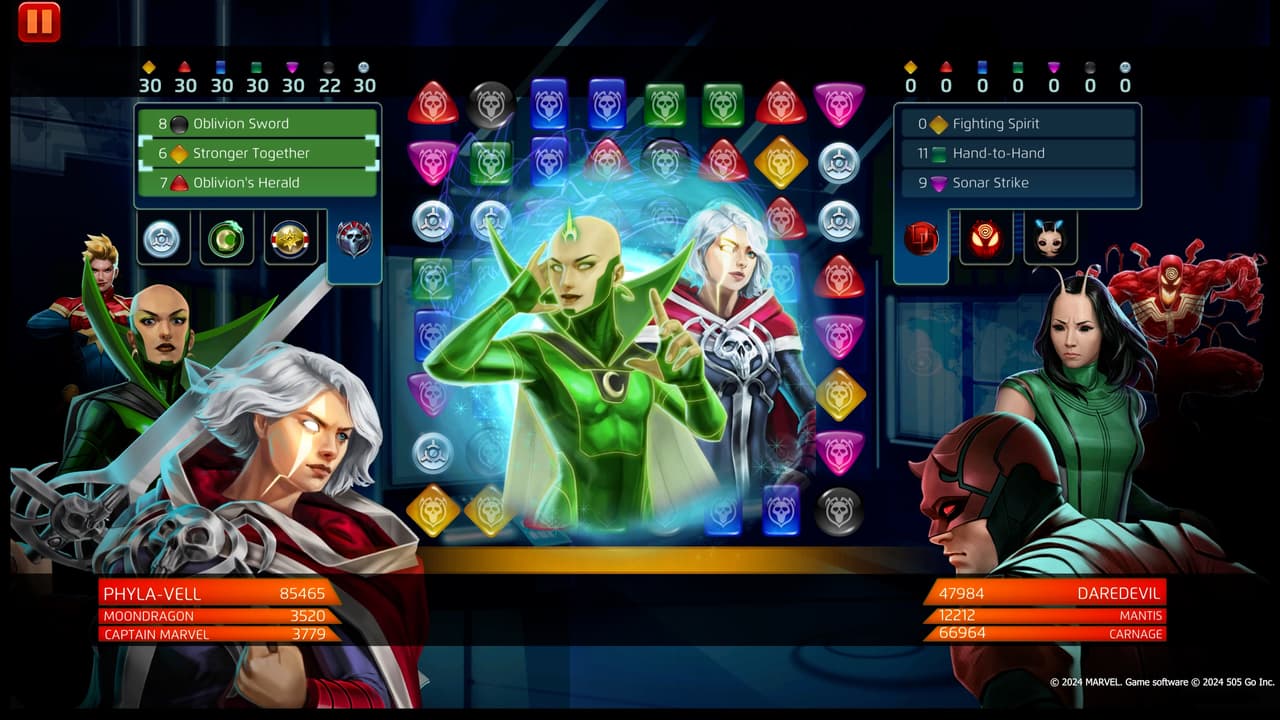 Phyla-Vell (Martyr) uses Stronger Together in MARVEL Puzzle Quest