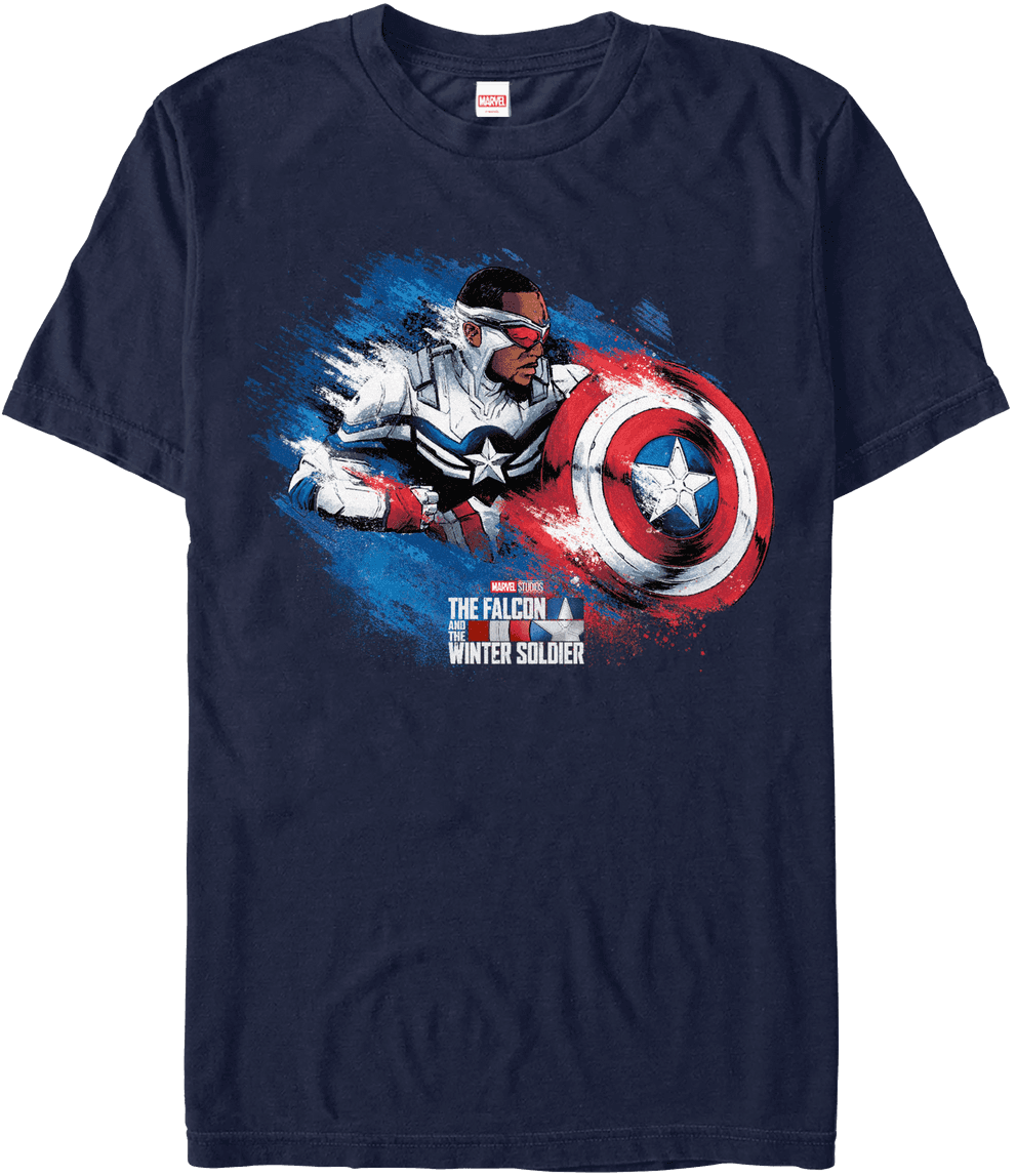 <a href=https://www.amazon.com/Marvel-Soldier-Captain-America-T-Shirt/dp/B093CXFJMS>Captain America Paint Swipe T-Shirt</a> / Amazon