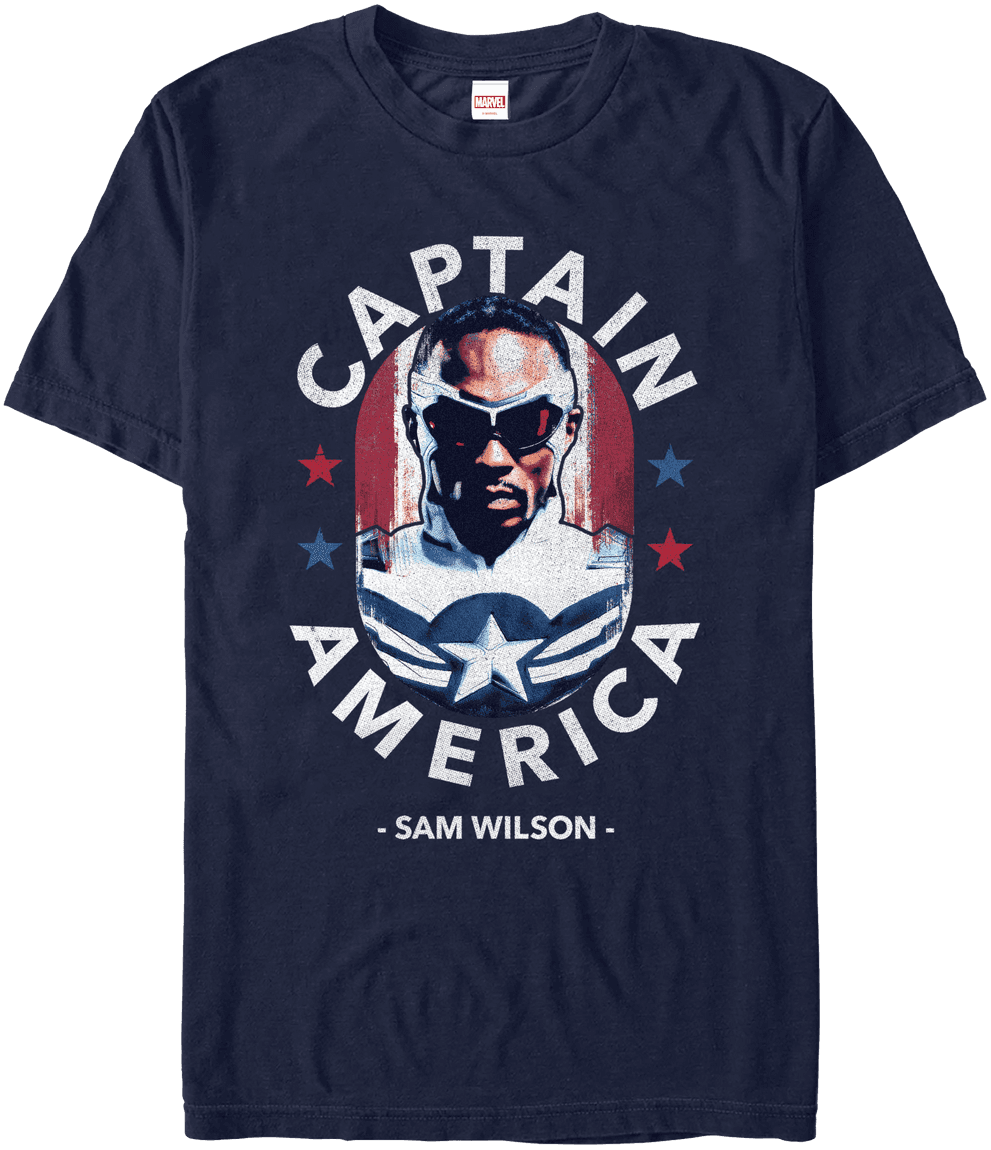 <a href=https://www.hottopic.com/product/marvel-the-falcon-and-the-winter-soldier-captain-america-sam-wilson-t-shirt/15499816.html>Captain America - “Cap’s Inspiration” T-Shirt</a> / Hot Topic