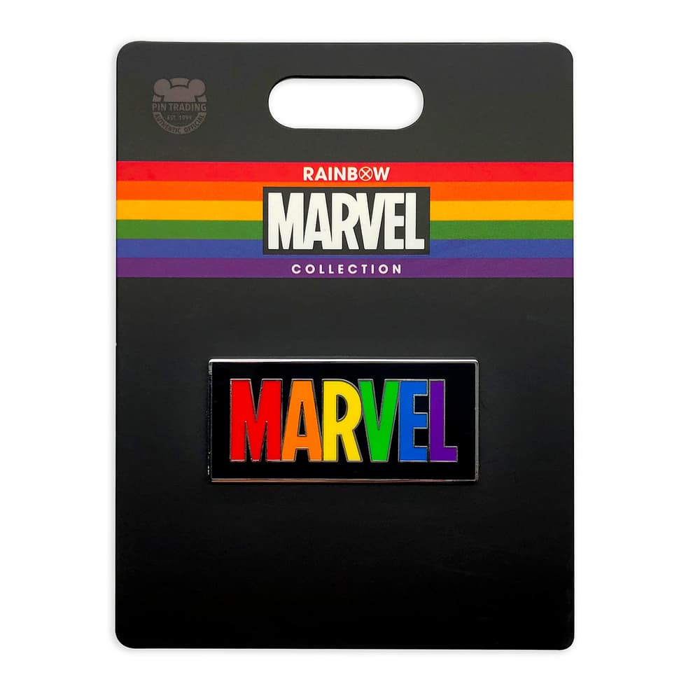 <a href=https://www.shopdisney.com/marvel-logo-pin-rainbow-marvel-collection-465052432832.html>Rainbow Marvel Collection Pin / Shop Disney