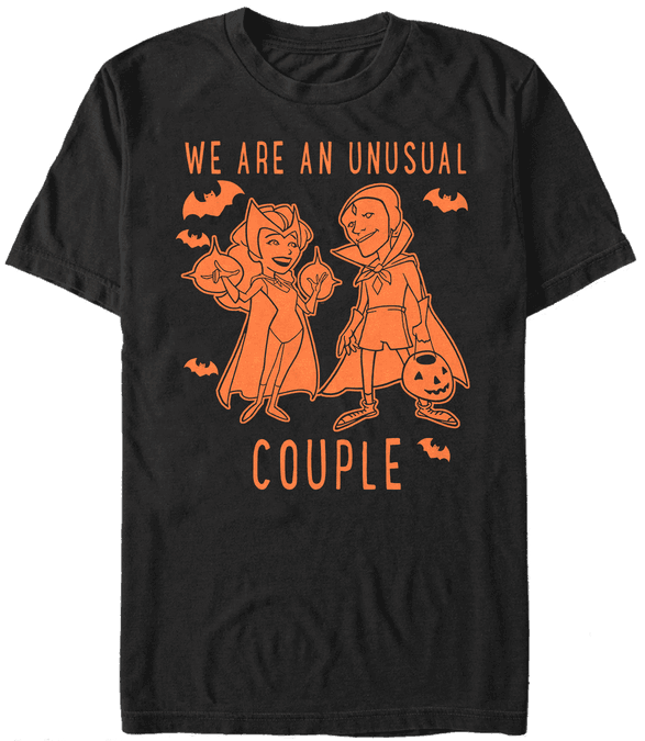 <a href="https://www.hottopic.com/product/marvel-wandavision-halloween-t-shirt/15103841.html">Halloween Unusual Couple T-Shirt</a>/ Hot Topic