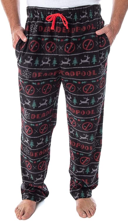 Deadpool Christmas Ugly Sweater Fuzzy Fleece Pants / Amazon