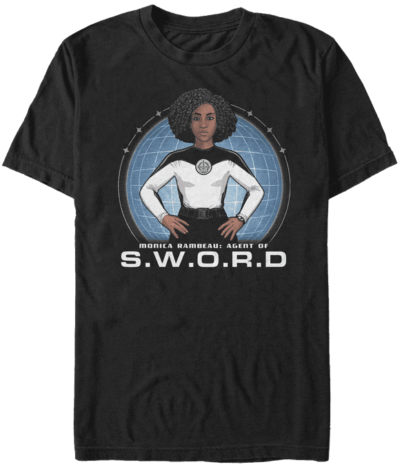 <a href="https://www.hottopic.com/product/marvel-wandavision-s.w.o.r.d-hero-girls-t-shirt/15240584.html">S.W.O.R.D. Hero T-Shirt</a> / Hot Topic
