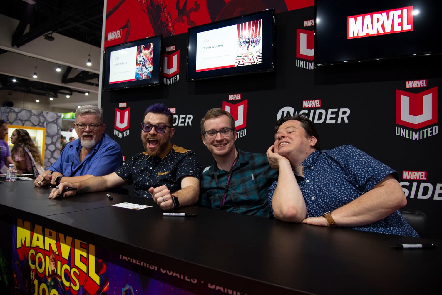 Clint McElroy, Travis McElroy, Griffin McElroy, and Justin McElroy at a signing