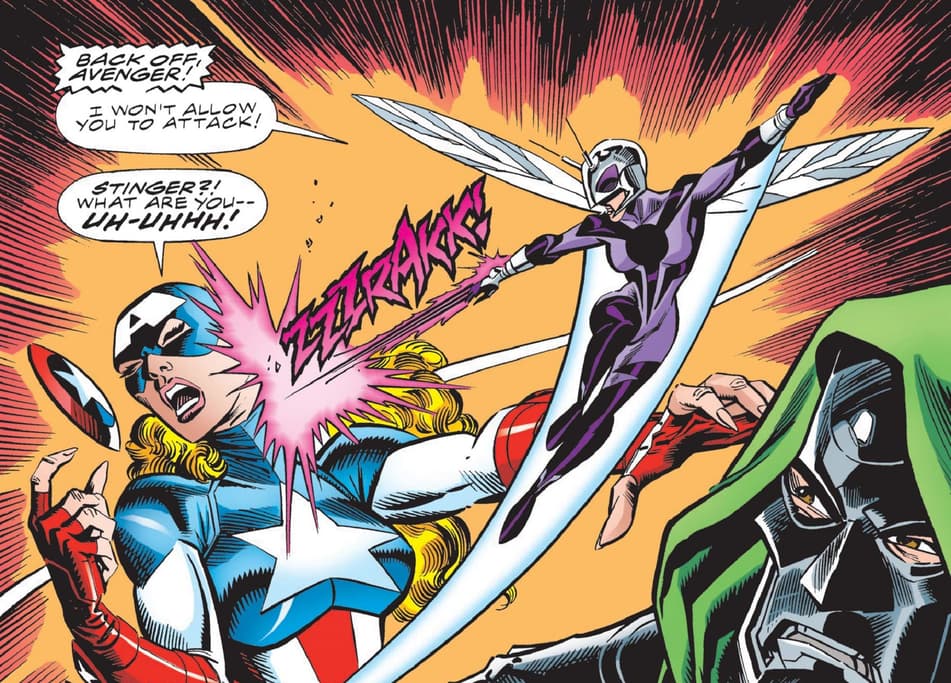 Stinger shows off her aim in A-NEXT (1998) #5.