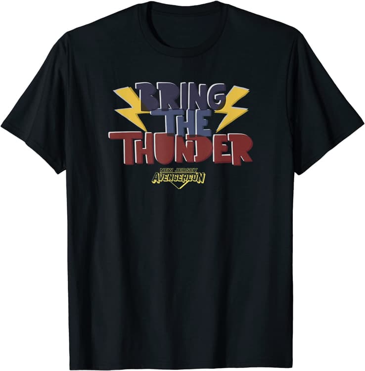 BRING THE THUNDER AT AVENGERCON t-shirt / shop it <a href=https://www.amazon.com/Marvel-Bring-Thunder-Avengercon-T-Shirt/dp/B09YT7N2G1>here</a>