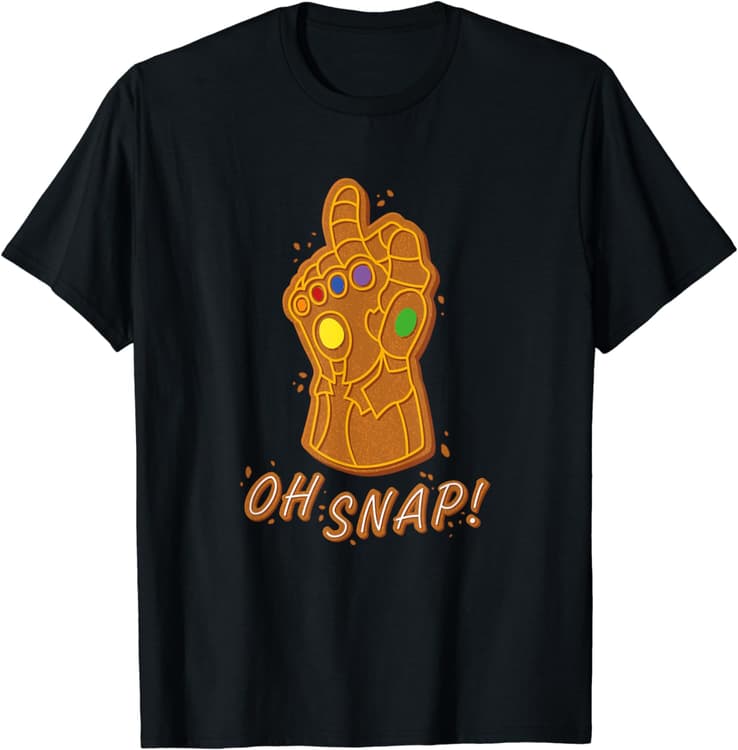 Shop it <a href=https://www.amazon.com/Marvel-Gingerbread-Gauntlet-Holiday-T-Shirt/dp/B07YXRC3HF>here</a>