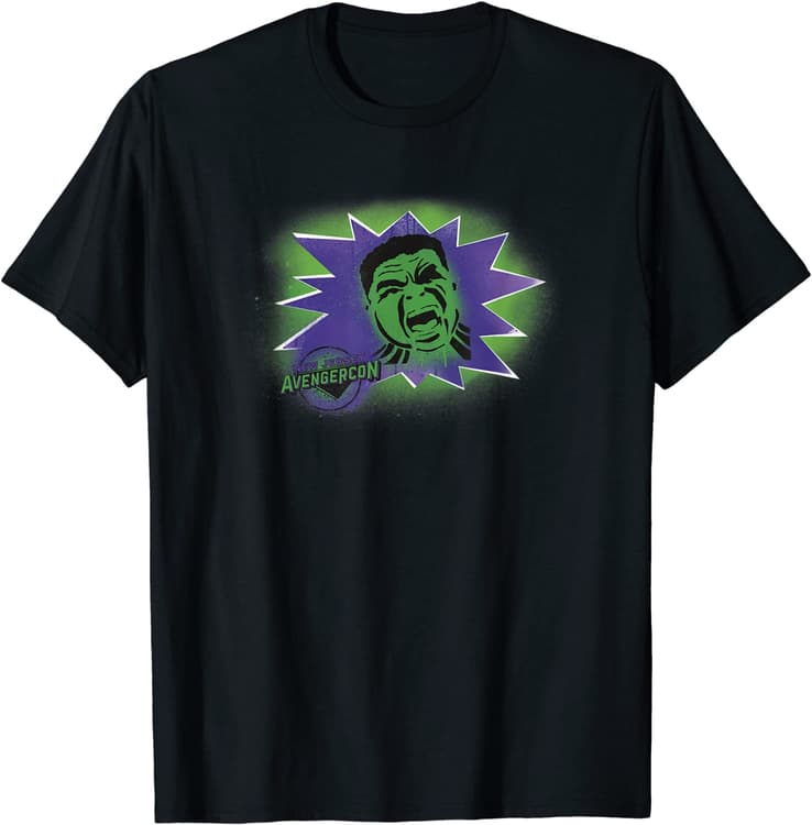 AVENGERCON HULK AIRBRUSH t-shirt / shop it <a href=https://www.amazon.com/Marvel-Avengercon-Airbrush-Poster-T-Shirt/dp/B09YSZRV67>here</a>