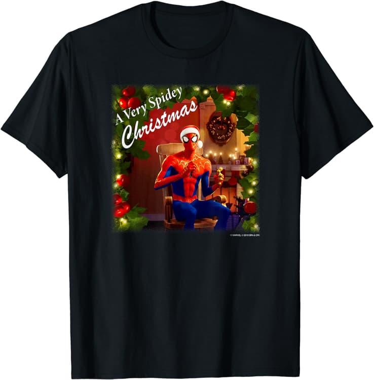 Shop it <a href=https://www.amazon.com/Marvel-Spider-Man-Spidey-Christmas-T-Shirt/dp/B085PY72N1>here</a>