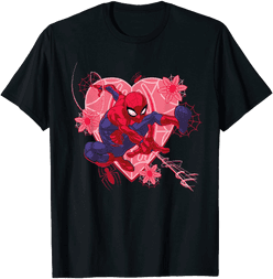 Spider-Man Hearts and Flowers t-shirt / shop it <a href=https://www.amazon.com/Marvel-Spider-Man-Flowers-Valentines-T-Shirt/dp/B07NB1FZYF>here</a>