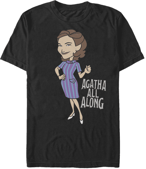 <a href=https://www.hottopic.com/product/marvel-wandavision-agatha-all-along-t-shirt/15270752.html>Agatha All Along T-Shirt</a> / Hot Topic