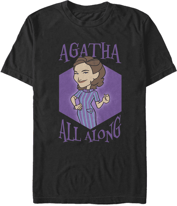 <a href=https://www.amazon.com/dp/B08XMGSLP5>’Agatha All Along’ Purple Portrait T-Shirt </a>/ Amazon