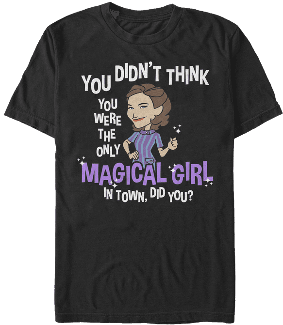 <a href=https://www.hottopic.com/product/marvel-wandavision-magical-girl-agatha-t-shirt/15270812.html>Magical Girl T-Shirt</a> / Hot Topic