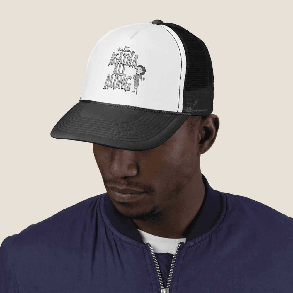 <a href=https://www.zazzle.com/agatha_all_along_trucker_hat-148327592251241737>’Agatha All Along’ Trucker Hat</a> / Zazzle