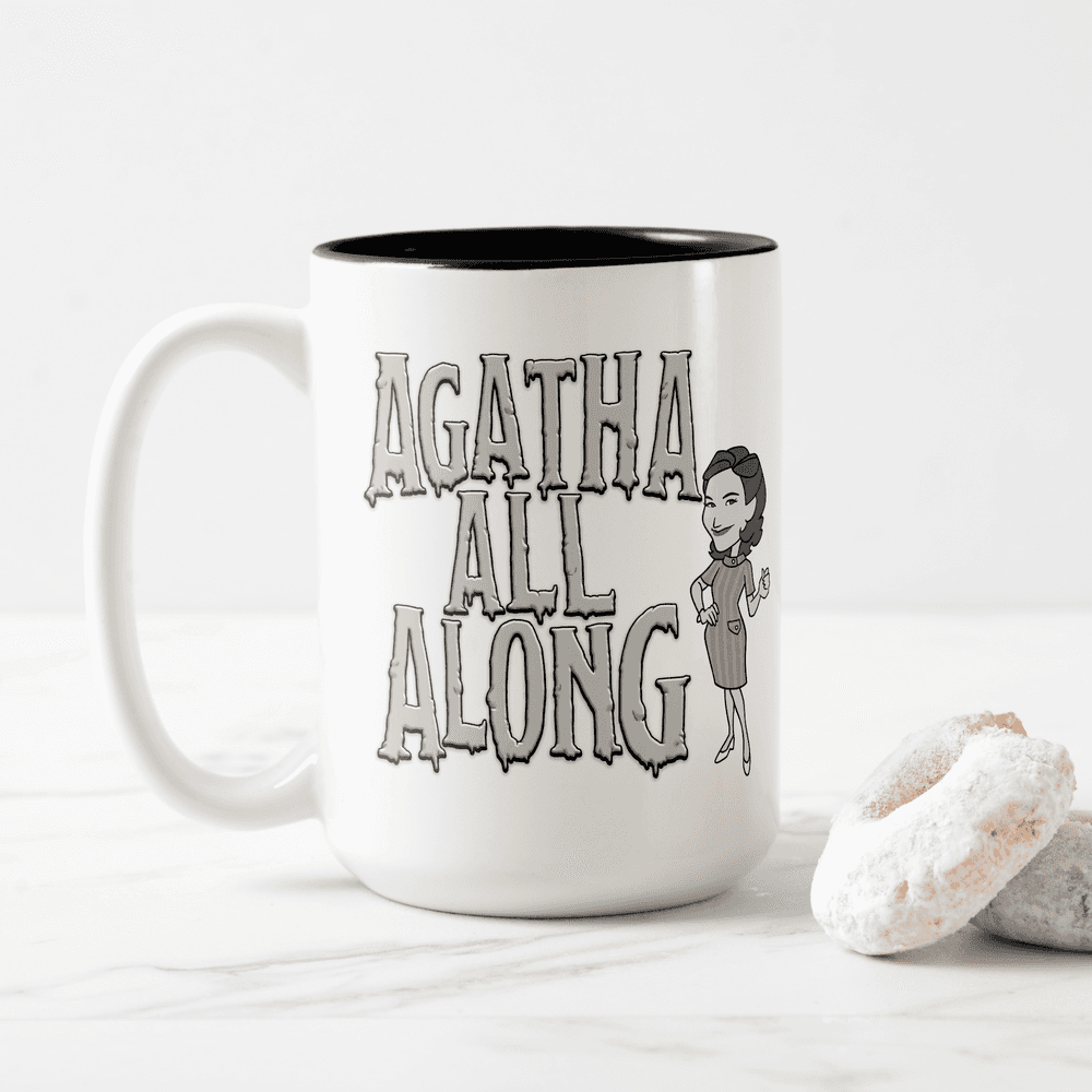<a href=https://www.zazzle.com/agatha_all_along_two_tone_coffee_mug-168917038610030015>’Agatha All Along’ Two-Tone Mug</a> / Zazzle