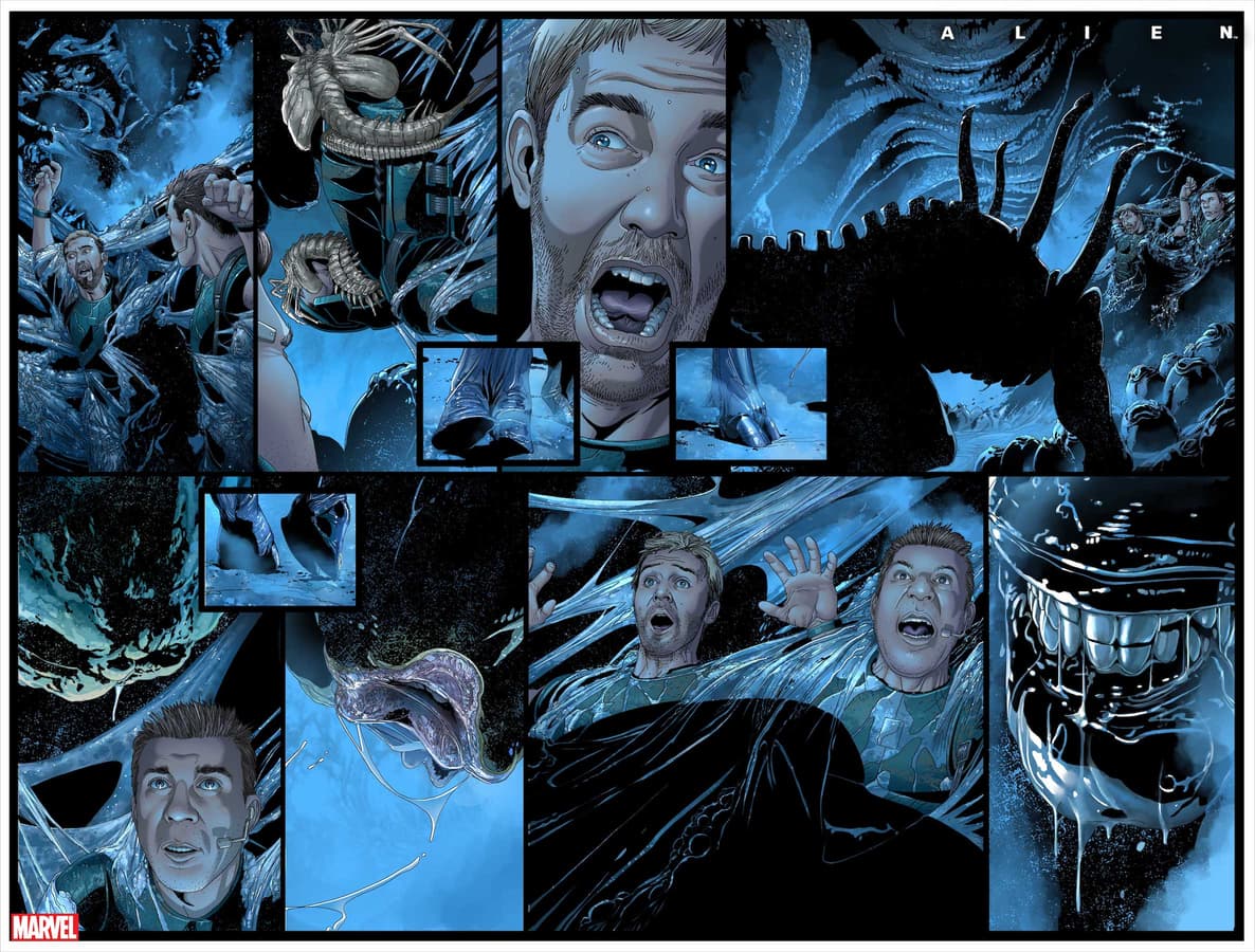 ALIEN #1 preview art by Salvador Larocca, colors by GURU-eFX
