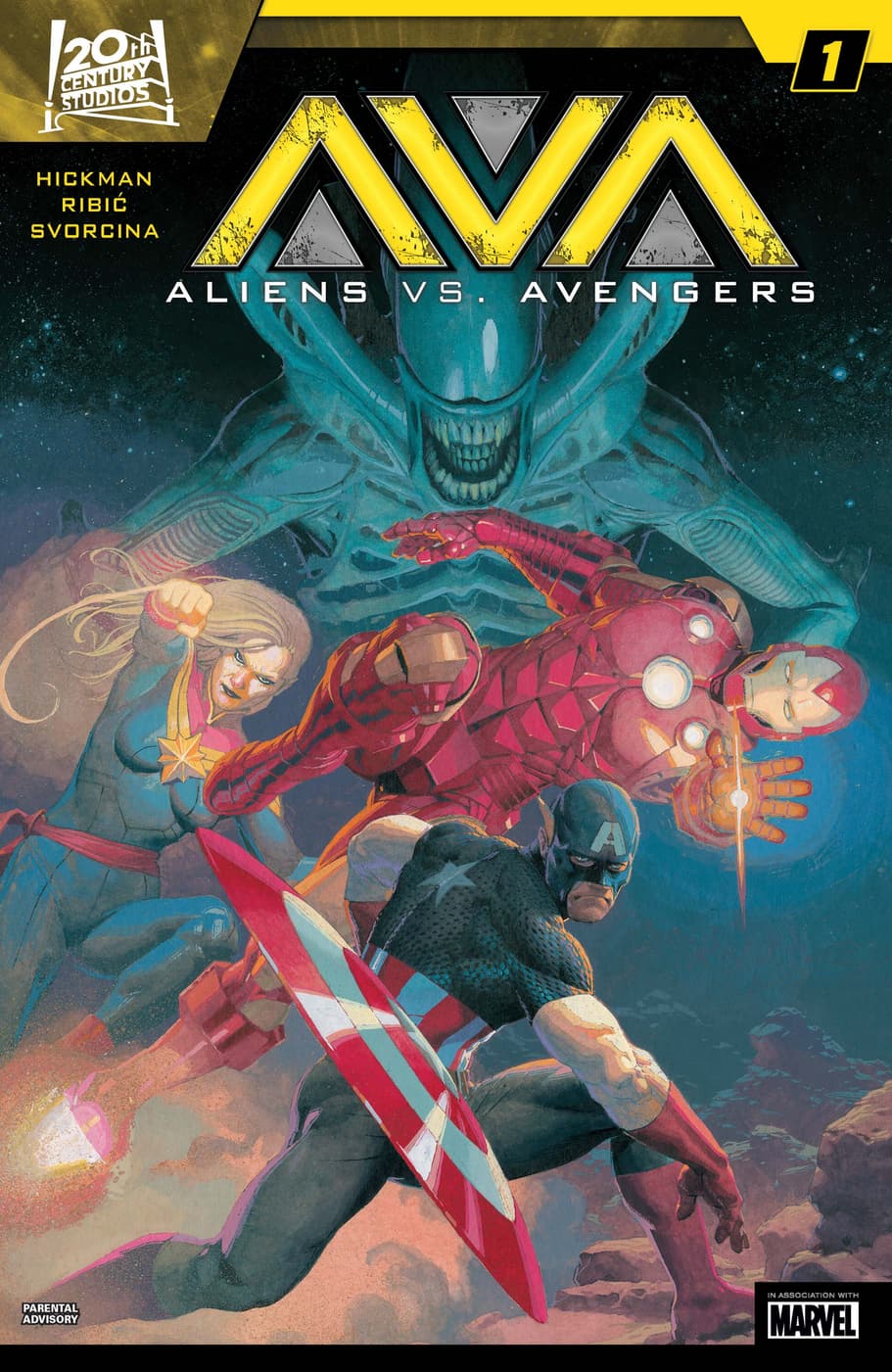 ALIENS VS. AVENGERS (2024) #1 cover by Esad Ribić