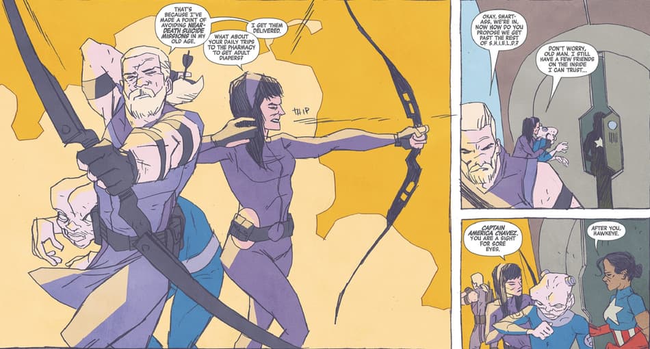 As the future's Captain America in ALL-NEW HAWKEYE (2015) #3.