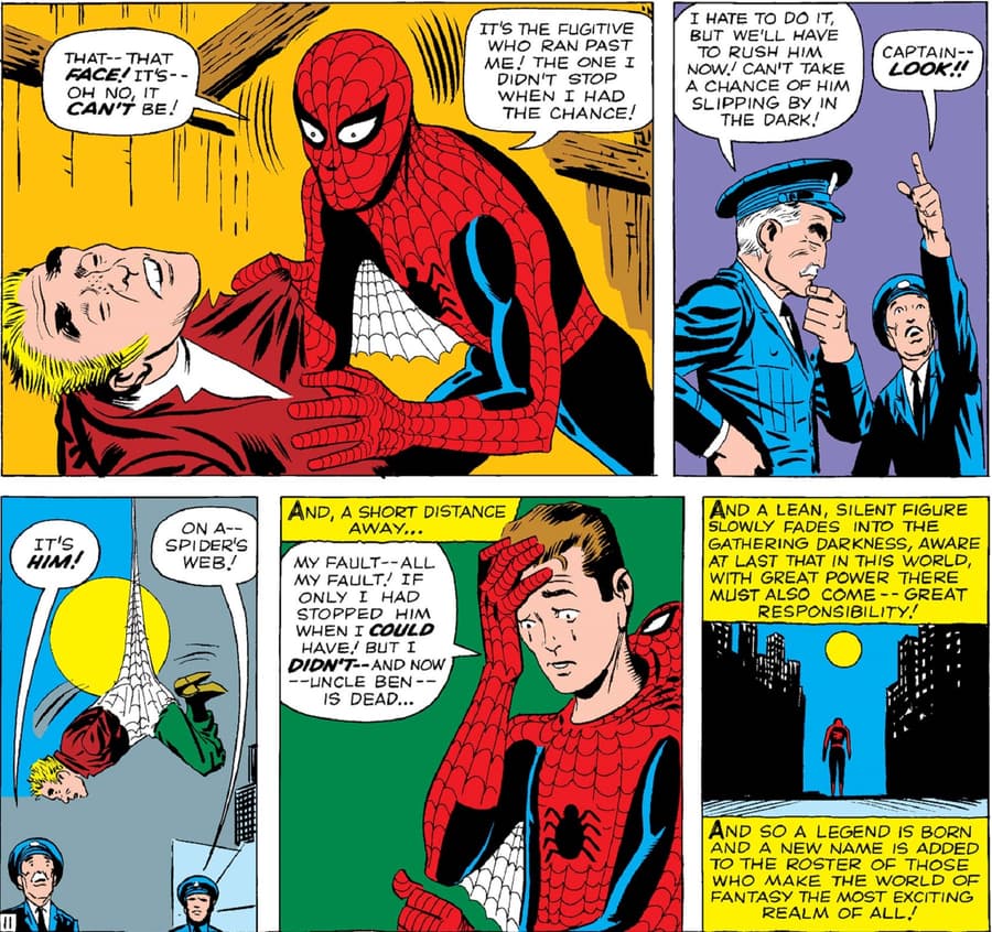 Spider-Man’s tragic origin in AMAZING FANTASY (1962) #15.