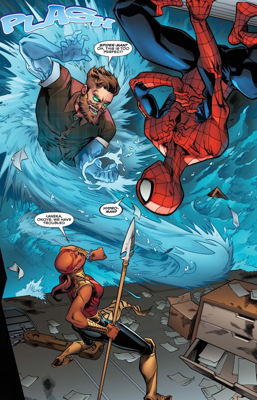 Ayo saves the day in AMAZING SPIDER-MAN: WAKANDA FOREVER (2018) #1.