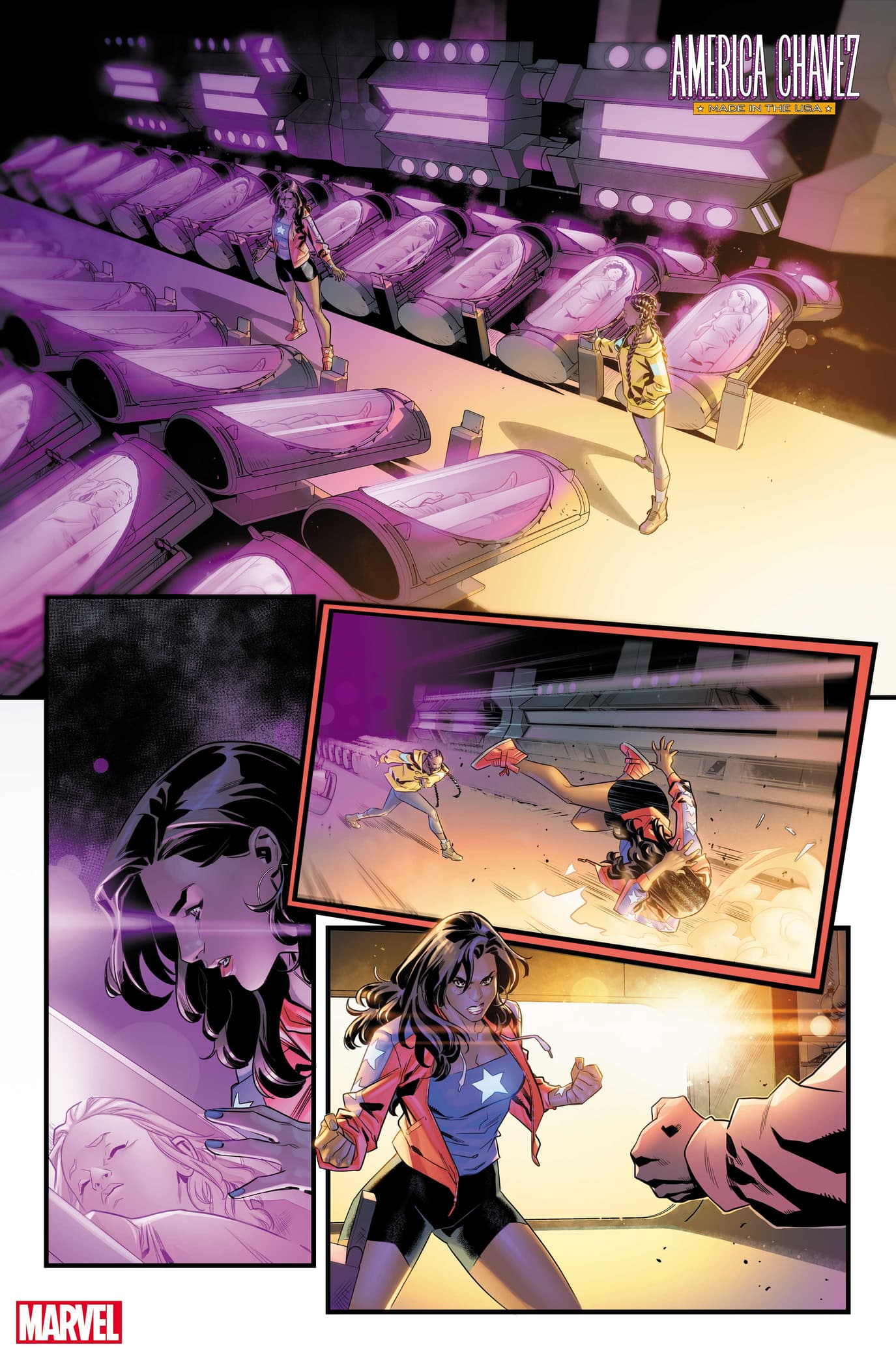 America Chavez: Made in the USA #4 Interior Artwork by Carlos Gómez and Jesus Arburtov