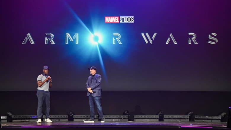 Don Cheadle and Kevin Feige during the 'Armor Wars' panel at D23