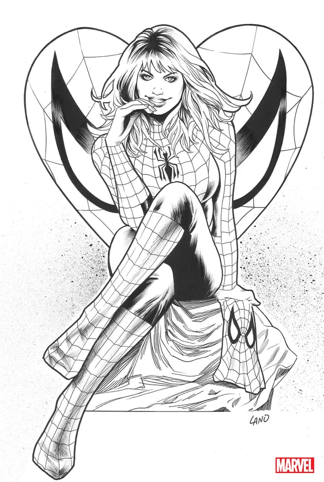 AMAZING SPIDER-MAN #25 Virgin Black & White Variant Cover by GREG LAND