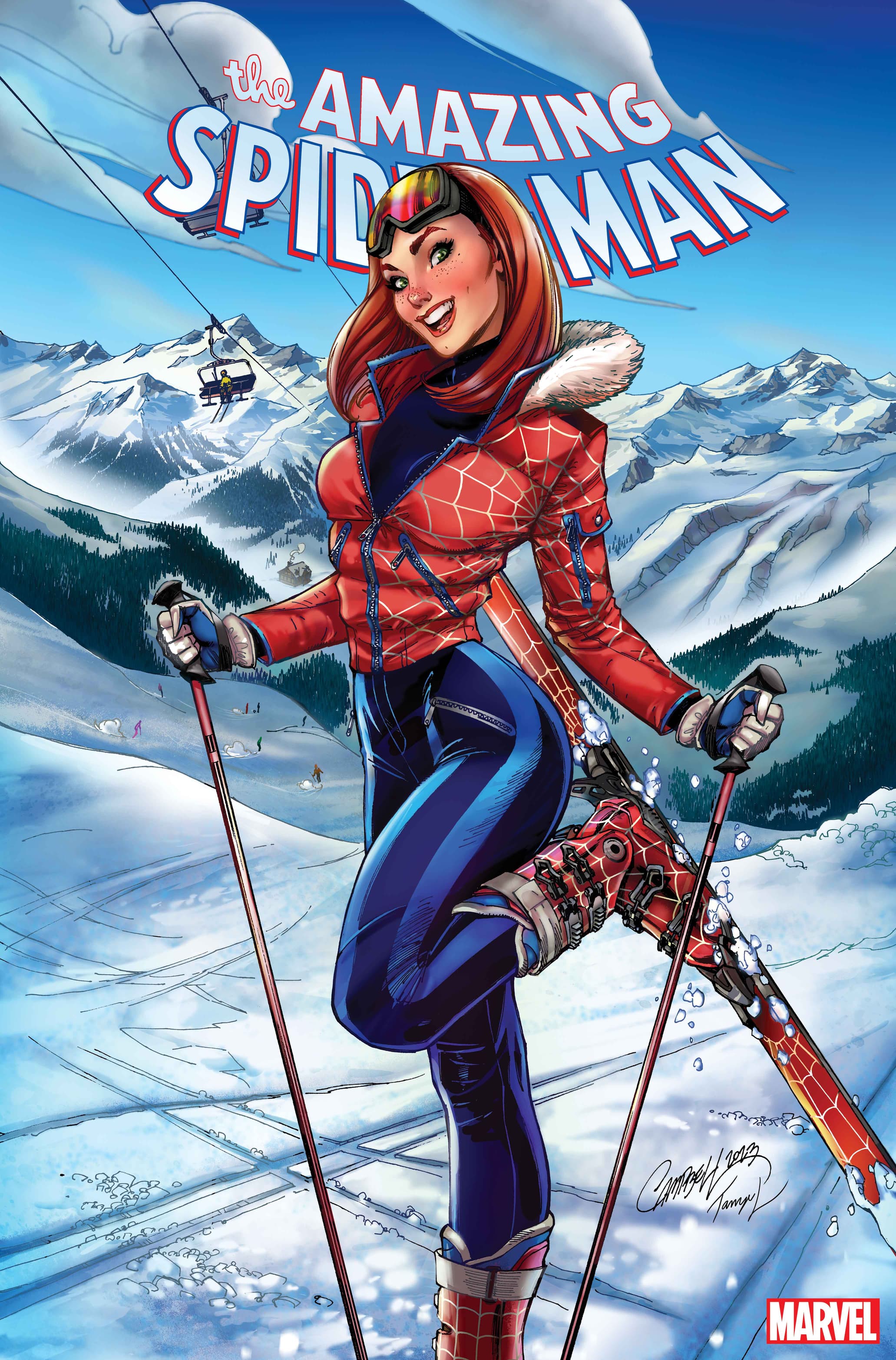 AMAZING SPIDER-MAN #40 Ski Chalet Variant Cover by J. Scott Campbell​​​​​​​