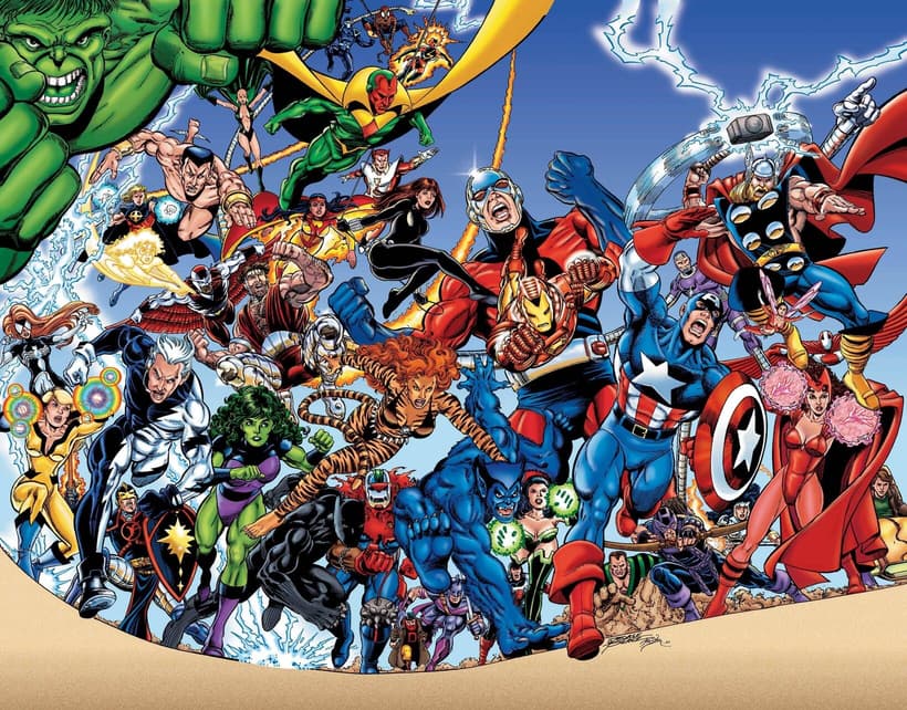 Wraparound cover to AVENGERS (1998) #1.