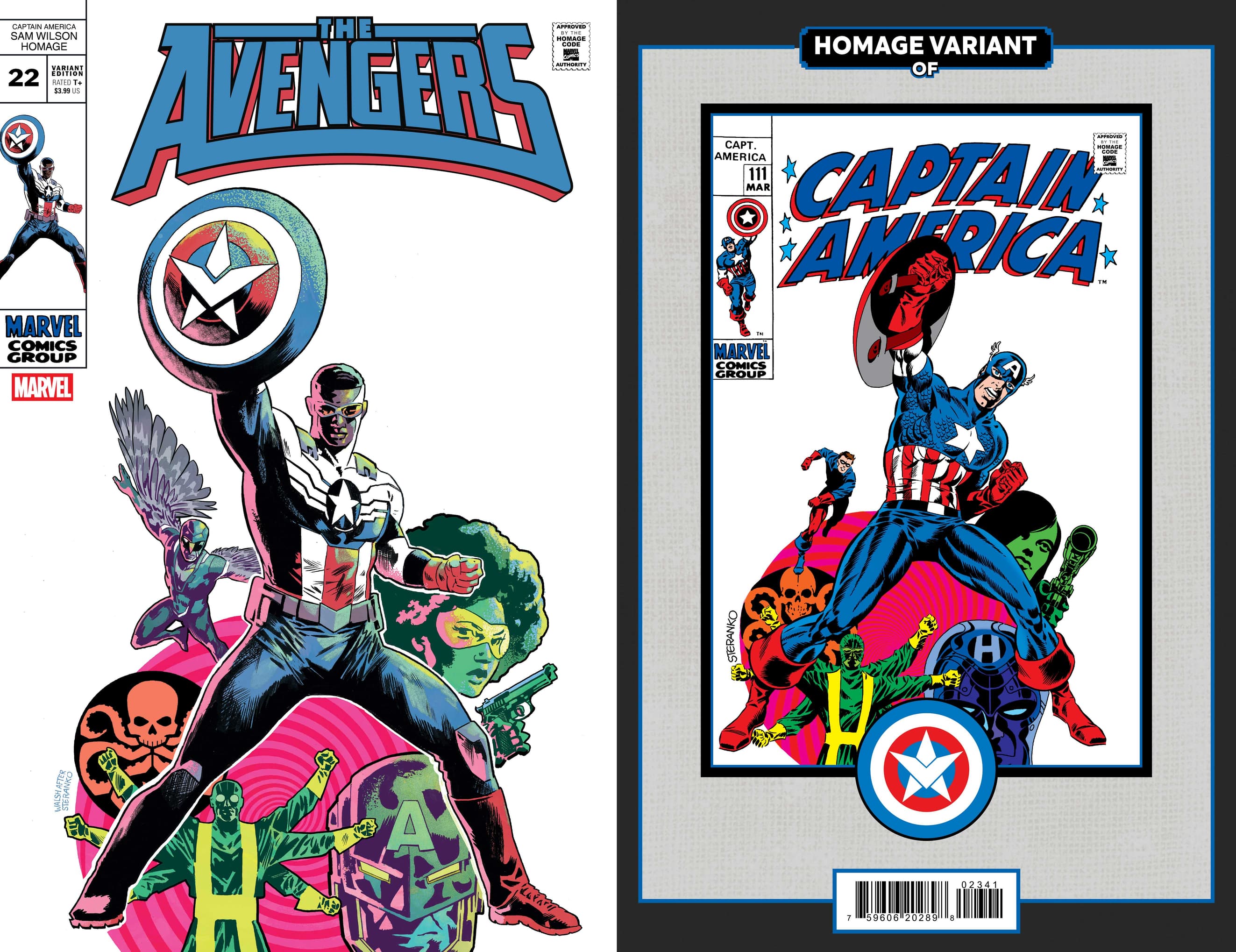 AVENGERS #22 CAPTAIN AMERICA SAM WILSON HOMAGE VARIANT COVER BY MIKE WALSH