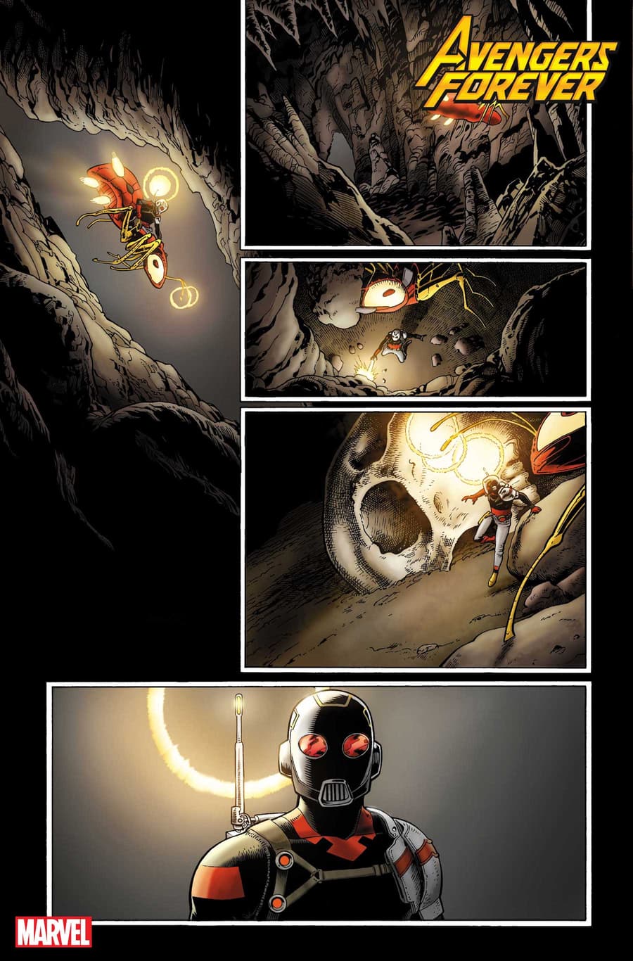 AVENGERS FOREVER #1 preview art by Aaron Kuder with colors by Jason Keith
