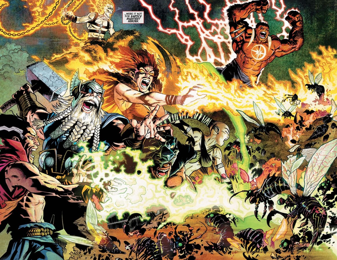 AVENGERS 1,000,000 BC (2022) #1 panel by Jason Aaron and Kev Walker