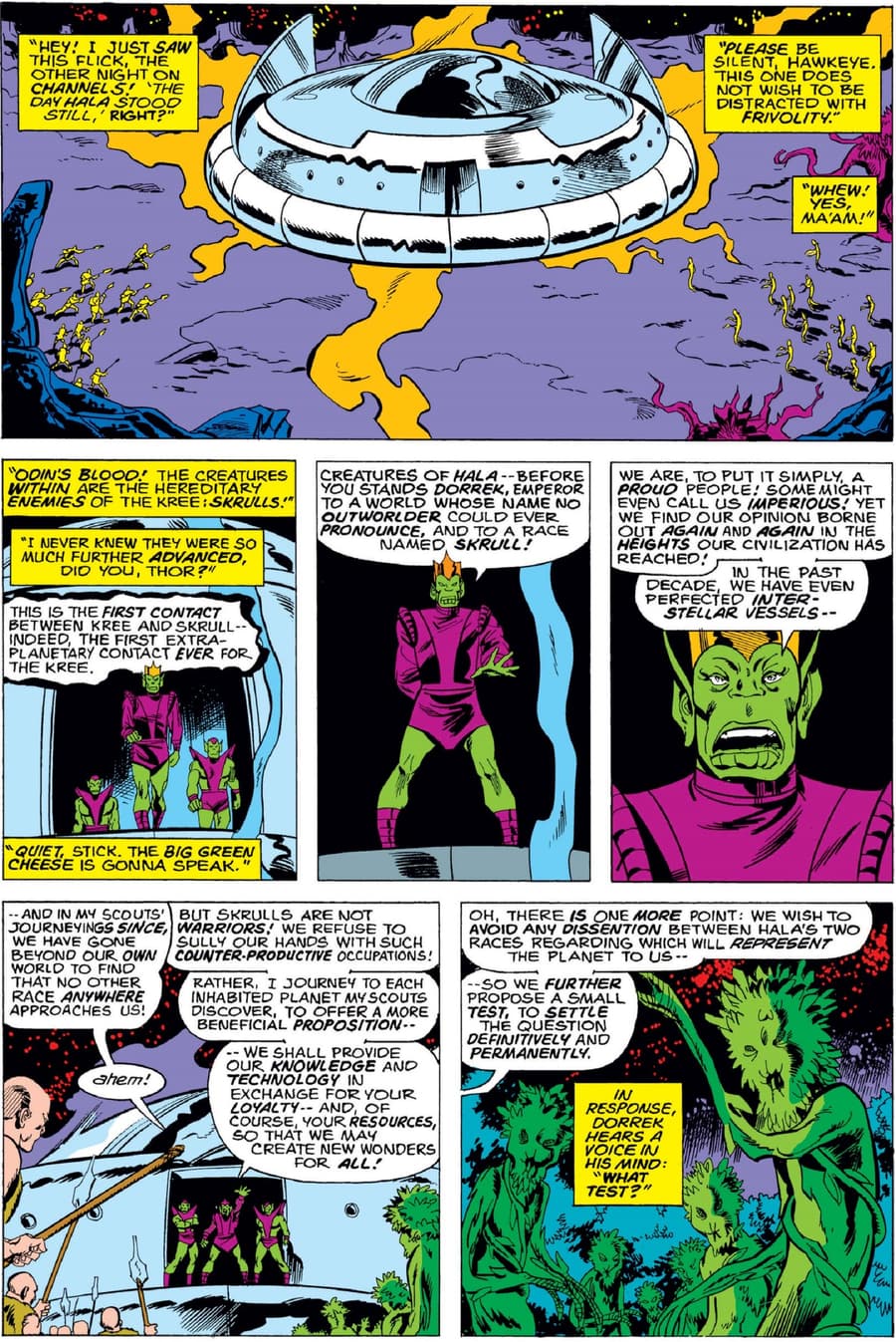 First Contact between the Kree and the Skrull in AVENGERS (1963) #133.
