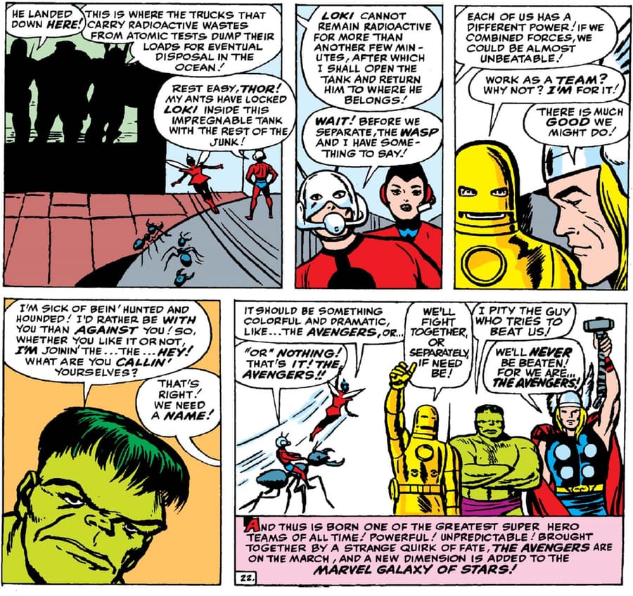 The Avengers assemble in AVENGERS (1963) #1.