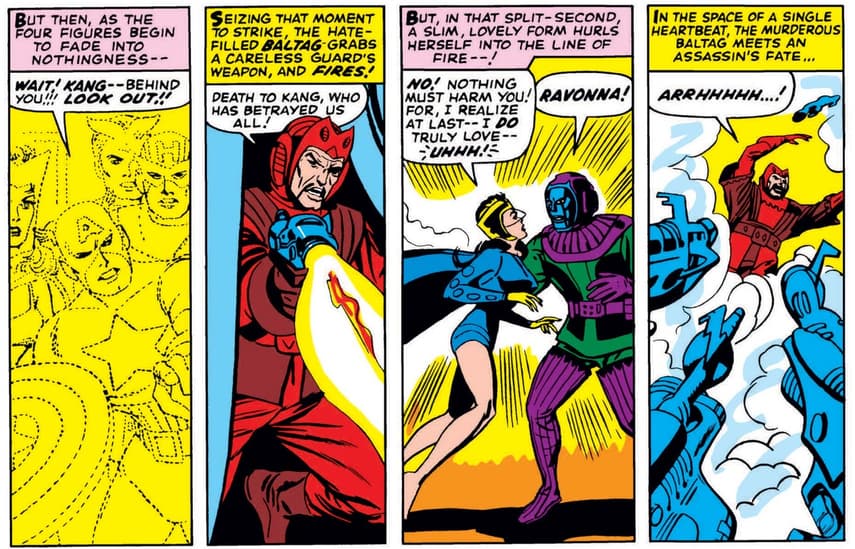 The death of Ravonna in AVENGERS (1963) #24.