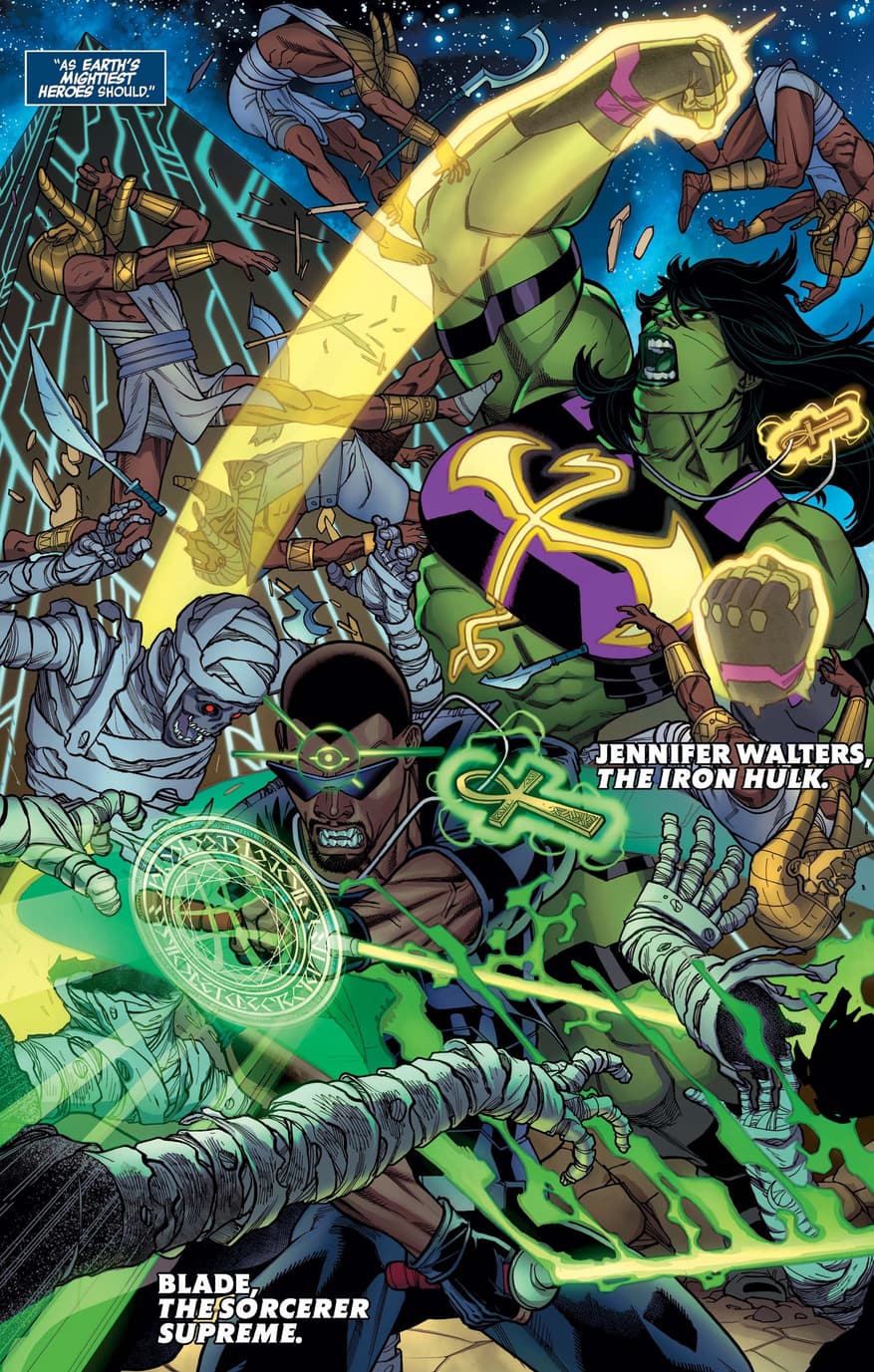Blade as the Sorcerer Supreme with She-Hulk as Iron Fist.