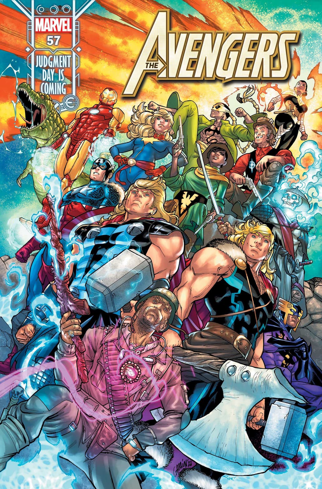 Avengers #57 main cover by Javier Garron
