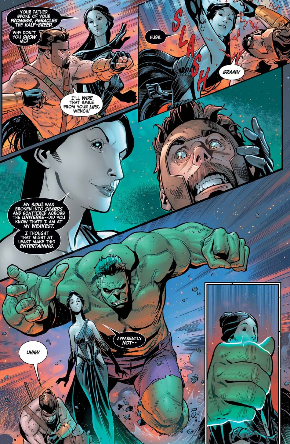 Hercules versus Nyx in AVENGERS NO ROAD HOME (2019) #2.