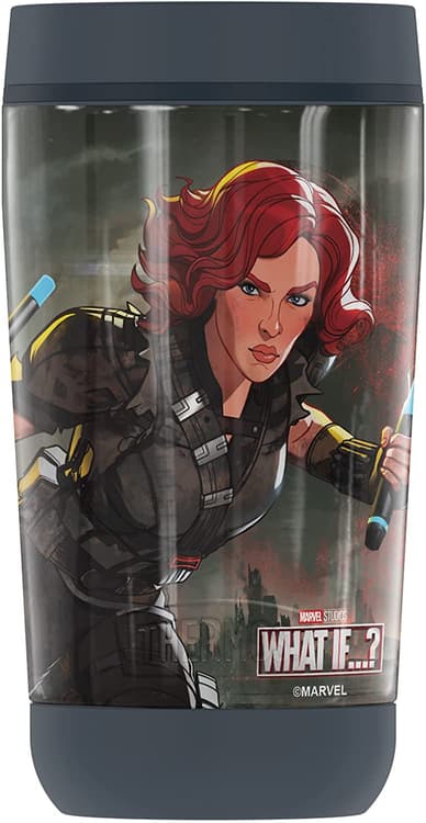 Black Widow Stainless Steel Travel Tumbler, Vacuum insulated & Double Wall, 12 oz / shop it <ahref=https://www.amazon.com/Post-Apocalyptic-COLLECTION-THERMOS-Stainless-insulated/dp/B09BZWFXWL/>here</a>