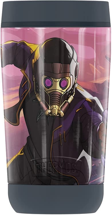 T’Challa Star-Lord Stainless Steel Travel Tumbler / shop it <a href=https://www.amazon.com/Starlord-COLLECTION-THERMOS-Stainless-insulated/dp/B09BZZ49RN>here</a>