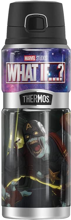 Zombie Captain America, Stainless Steel Drink Bottle, Vacuum insulated & Double Wall, 24oz / shop it <a href="https://www.amazon.com/Captain-THERMOS-STAINLESS-Stainless-insulated/dp/B09BZZW8CH">here</a>