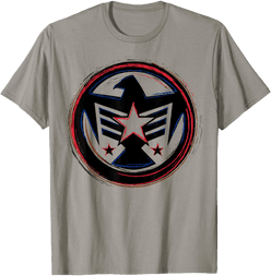 Falcon America Badge Symbol t-shirt / shop it <a href=https://www.amazon.com/Marvel-Falcon-America-Graphic-T-Shirt/dp/B07N6X2NTH>here</a>