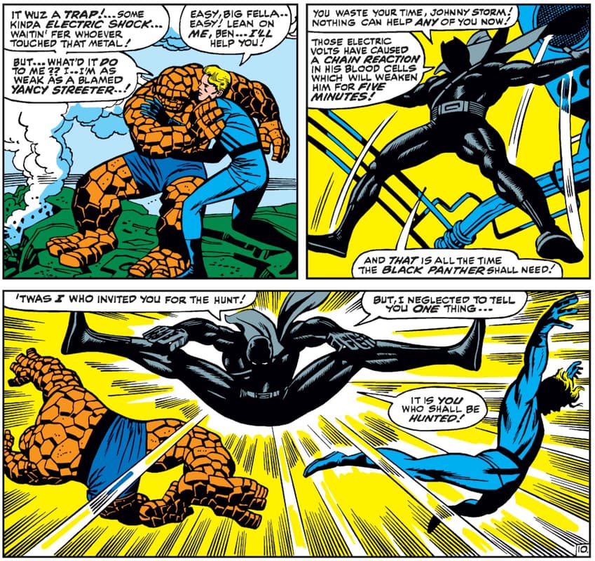 Black Panther fights the Fantastic Four