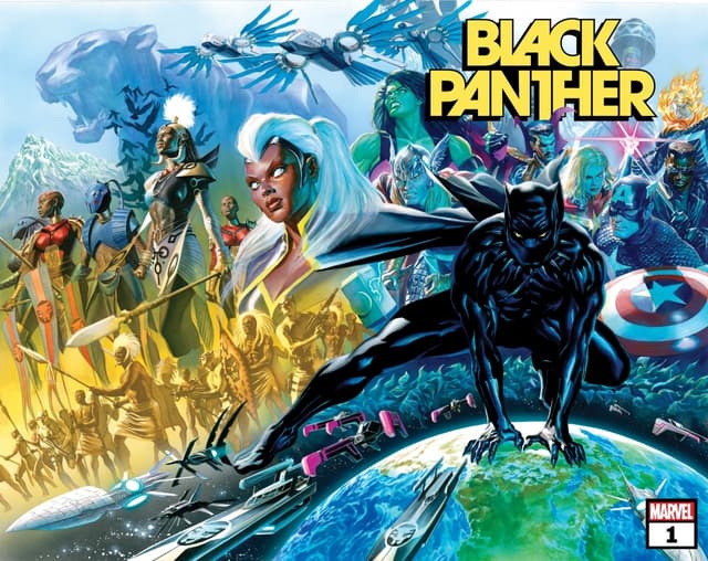 Cover to BLACK PANTHER (2021) #1 by artist Alex Ross.