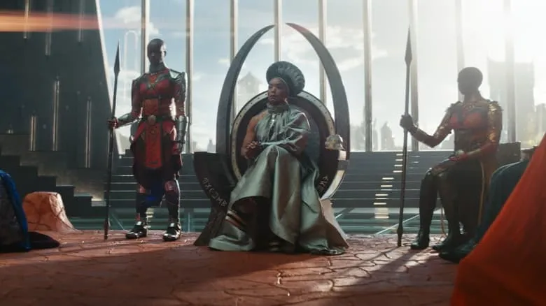 The Wakandan throne room in Marvel Studios' 'Black Panther: Wakanda Forever'